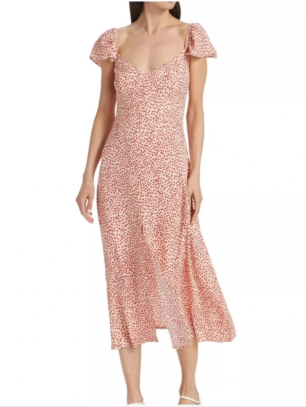 Reformation Baxley Floral Print Flutter Sleeve Midi Dress In Alma - Picture 3 of 11